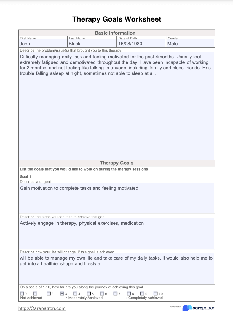Therapy Goals Example (Sample)