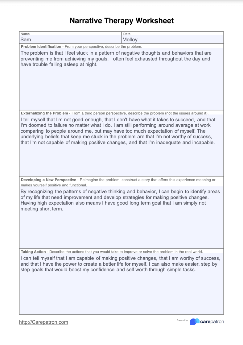 Narrative Therapy Example (Sample)
