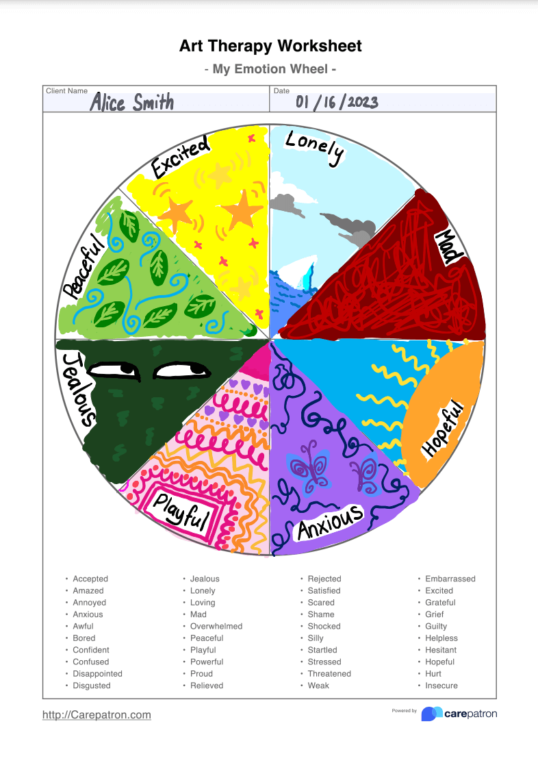 Art Therapy Worksheet Example (Sample)
