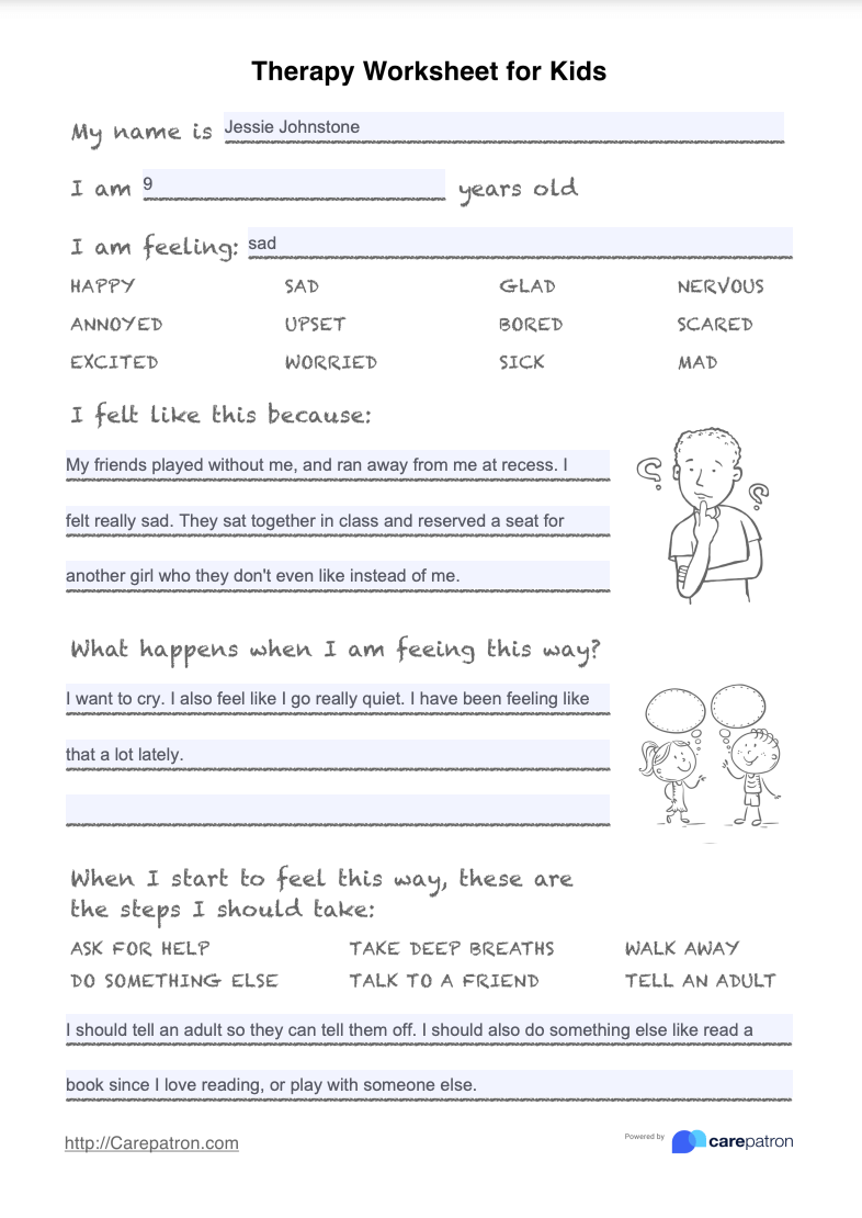Therapy Worksheets For Kids Example (Sample)