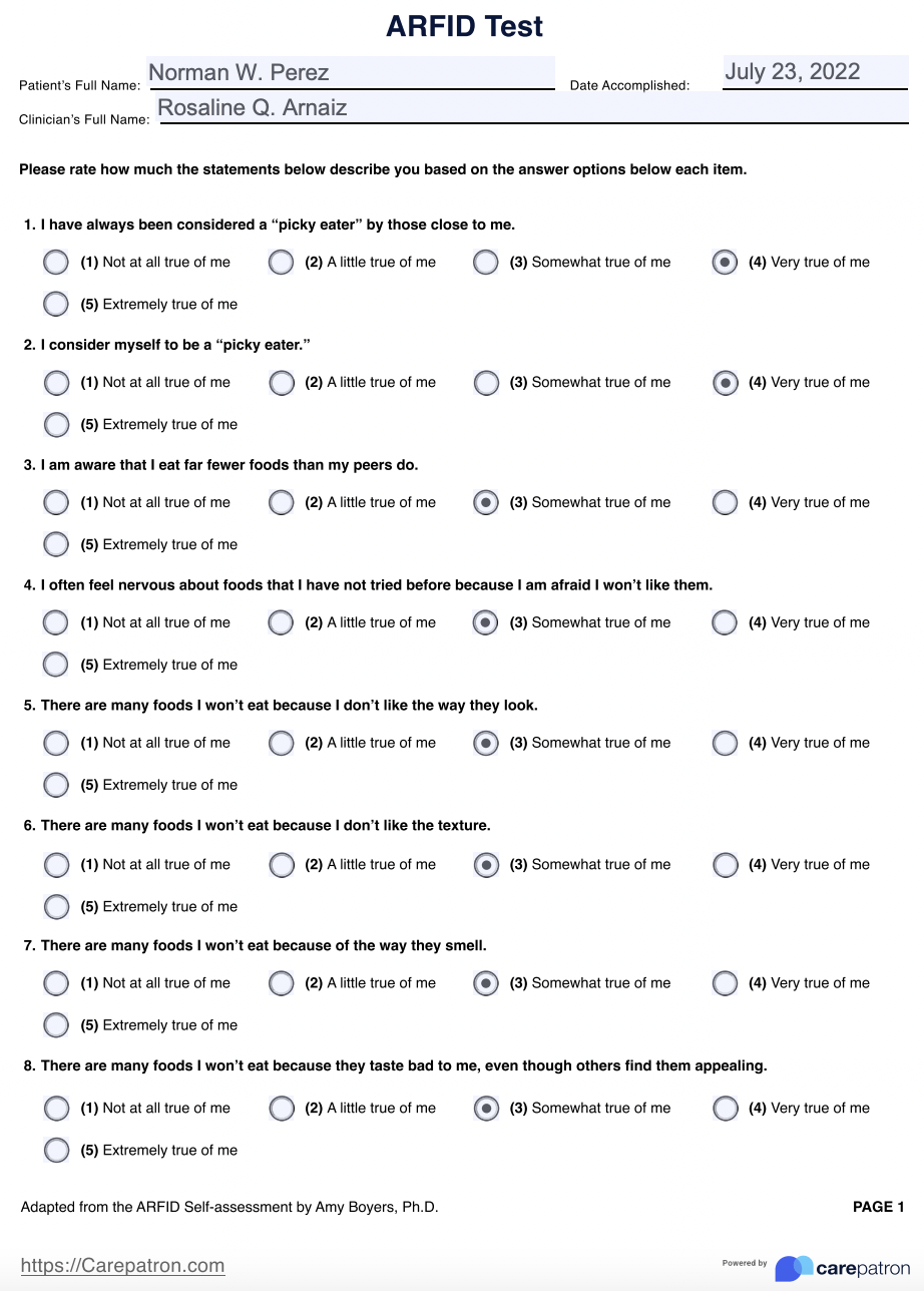 ARFID Test Example