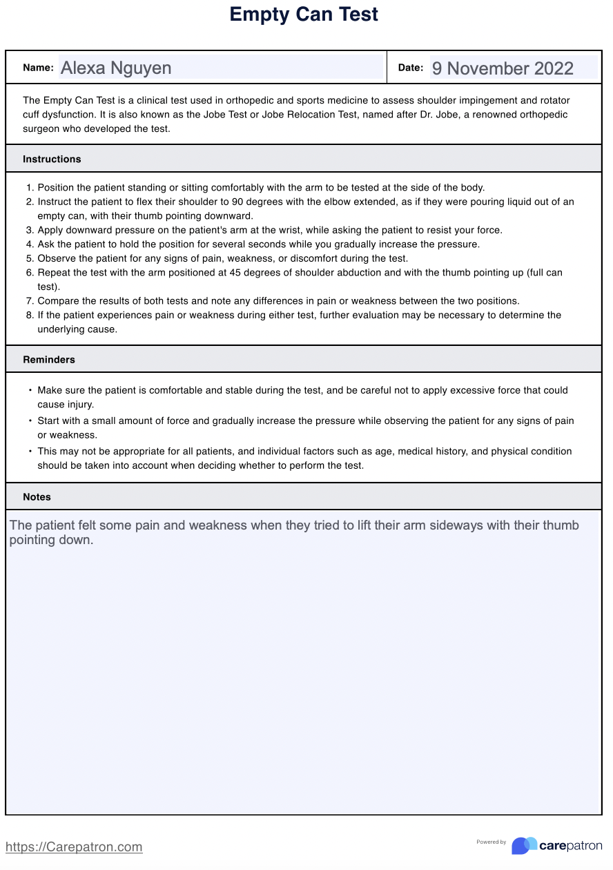 Empty Can Test example (sample)