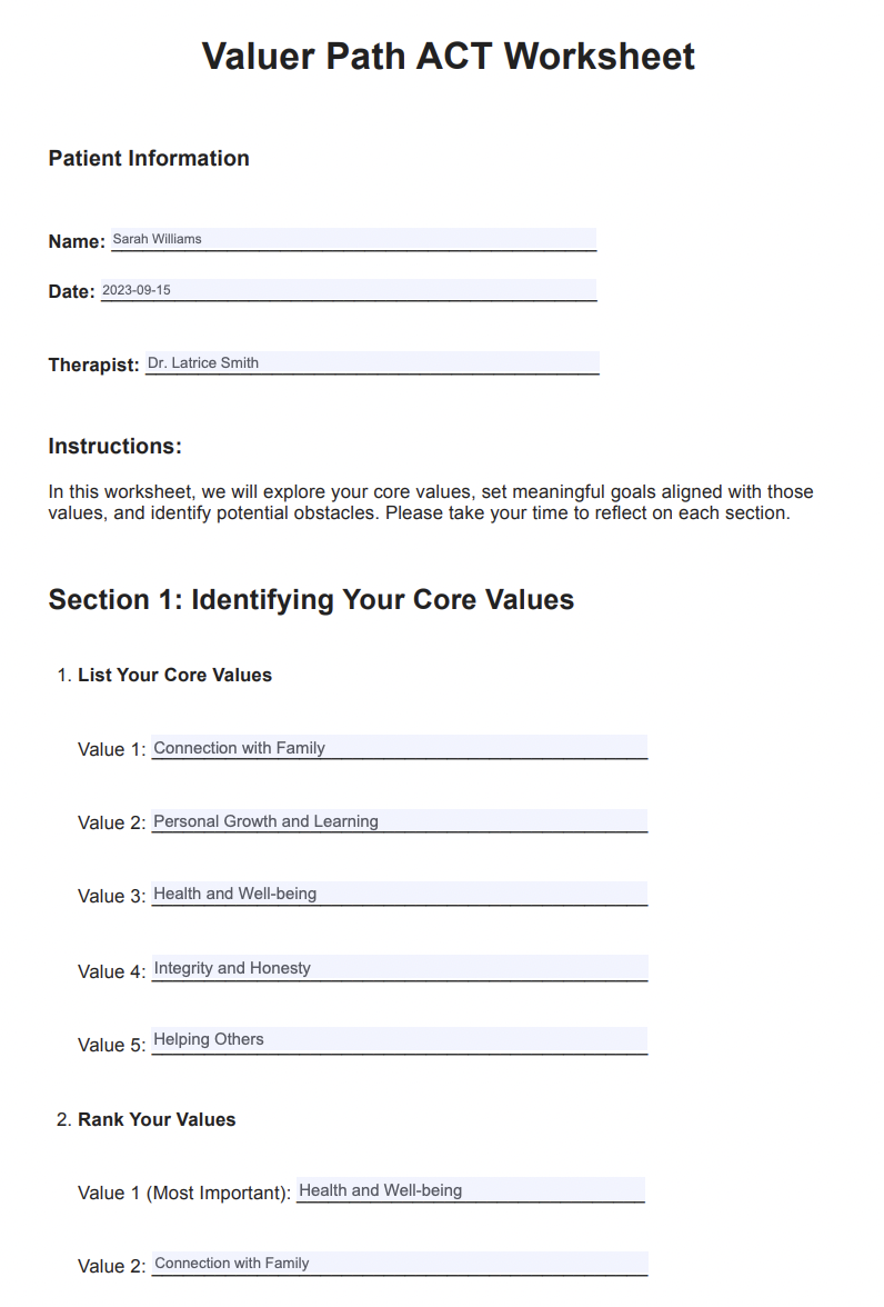 Valuer Path ACT Worksheet Example