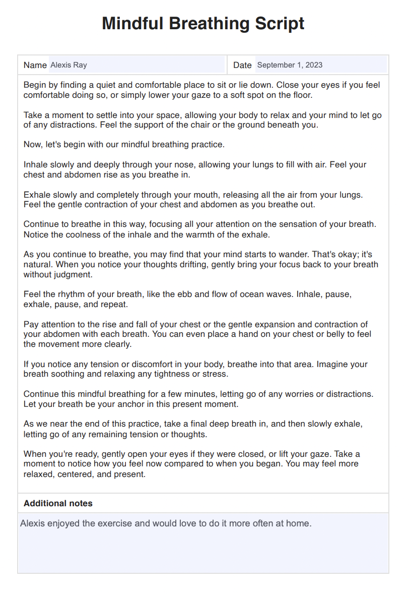 Mindful Breathing Script Sample (example)