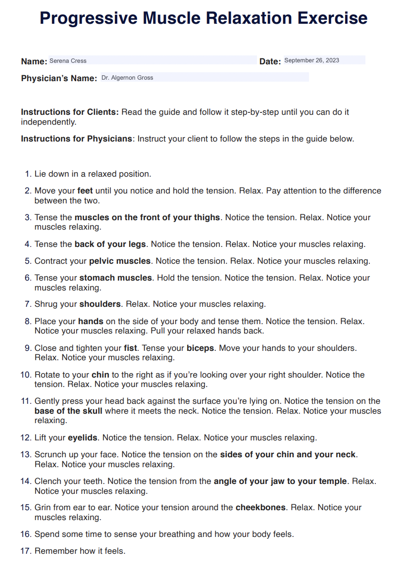 Progressive Muscle Relaxation Exercise for PTSD Example
