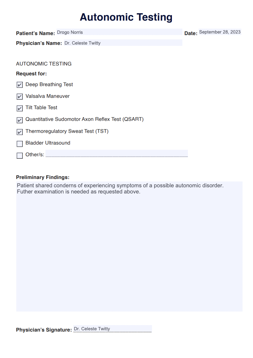 Autonomic Testing Example (sample)