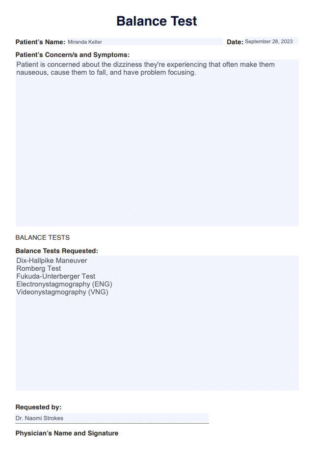Balance Test Example (sample)