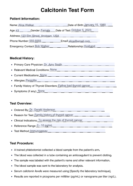 Calcitonin Test Example (Sample)