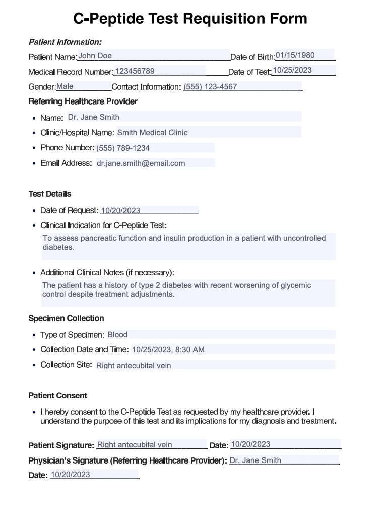 C-Peptide Test Example (sample)