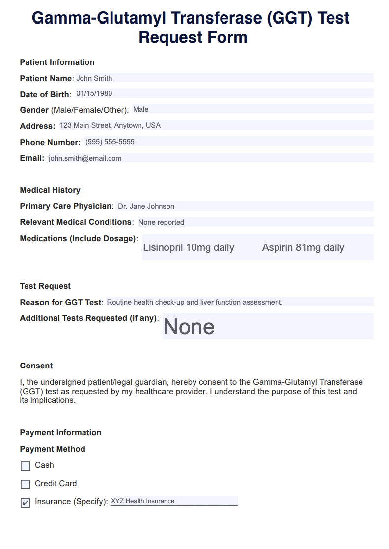 Gamma-Glutamyl Transferase Test Example (sample)