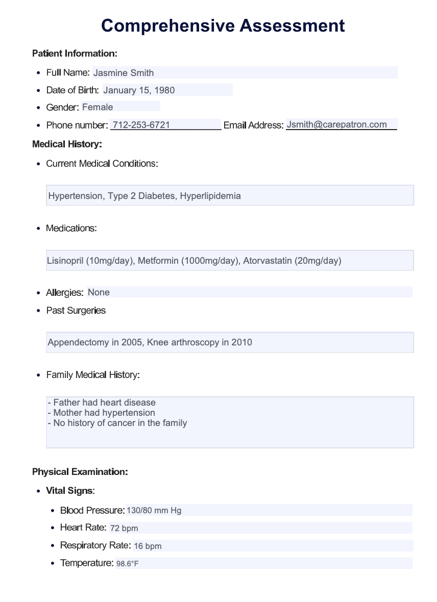 Comprehensive Assessment Example (sample)