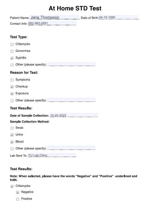 At Home STD Test Example (sample)