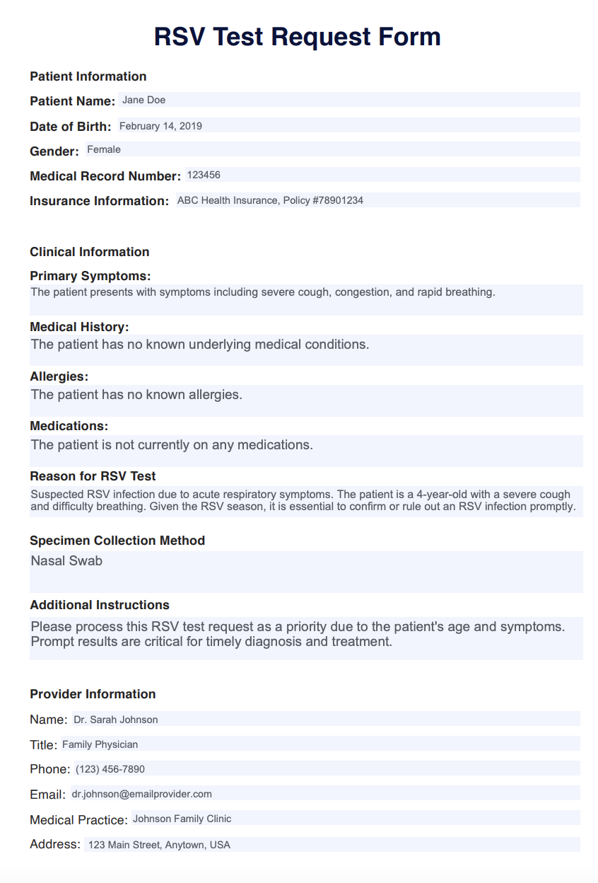RSV Test Example (Sample)