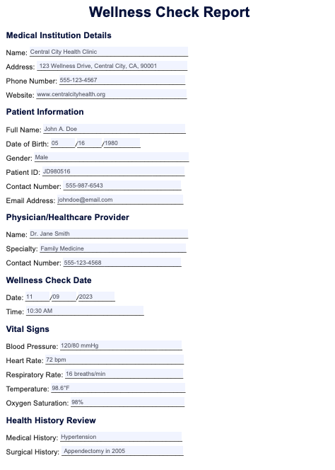 Wellness Check Example (Sample)