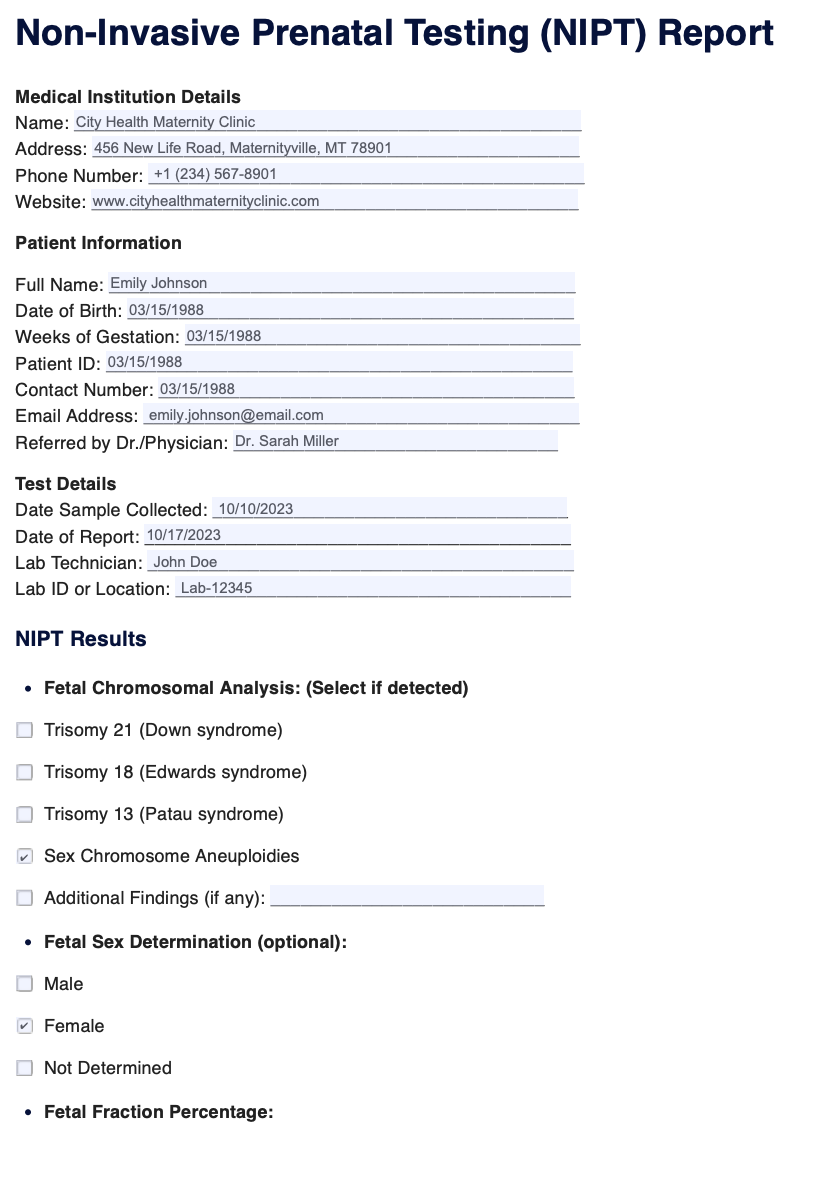 NIPT Test Example