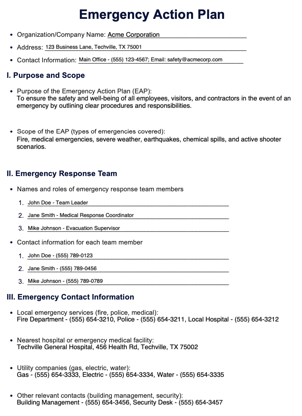 Emergency Action Plan Example (Sample)