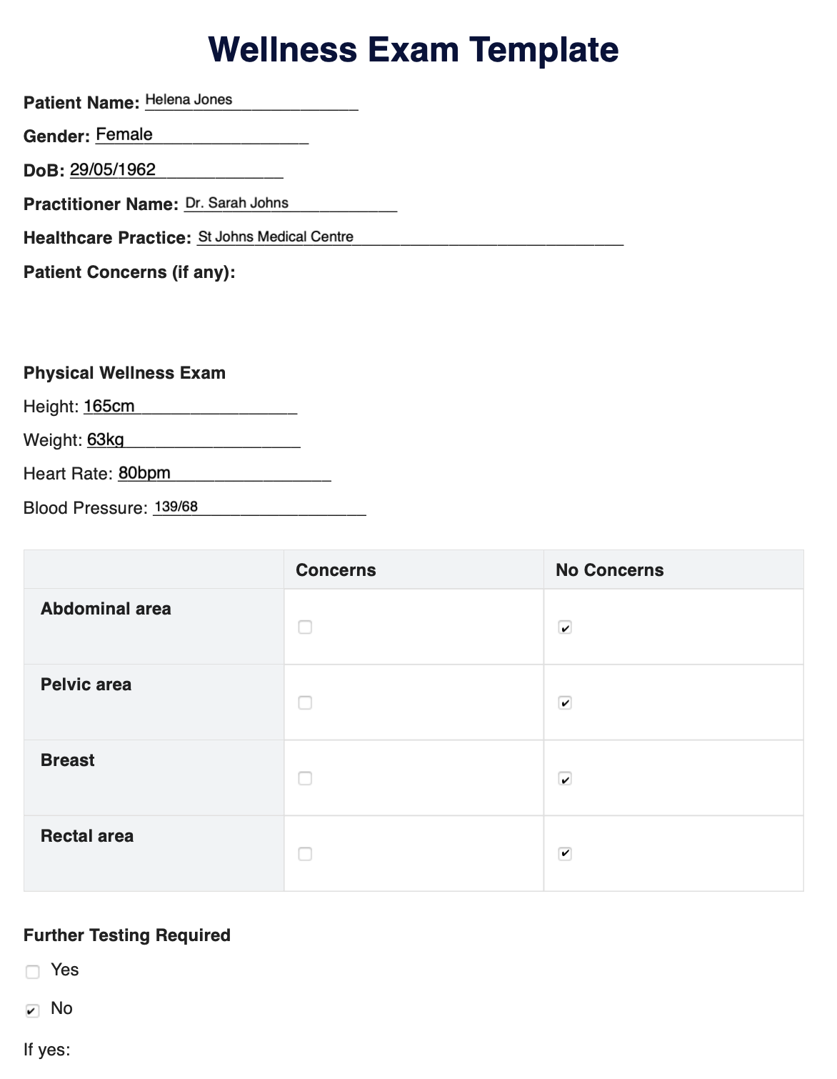 Wellness Exam Template (Sample)