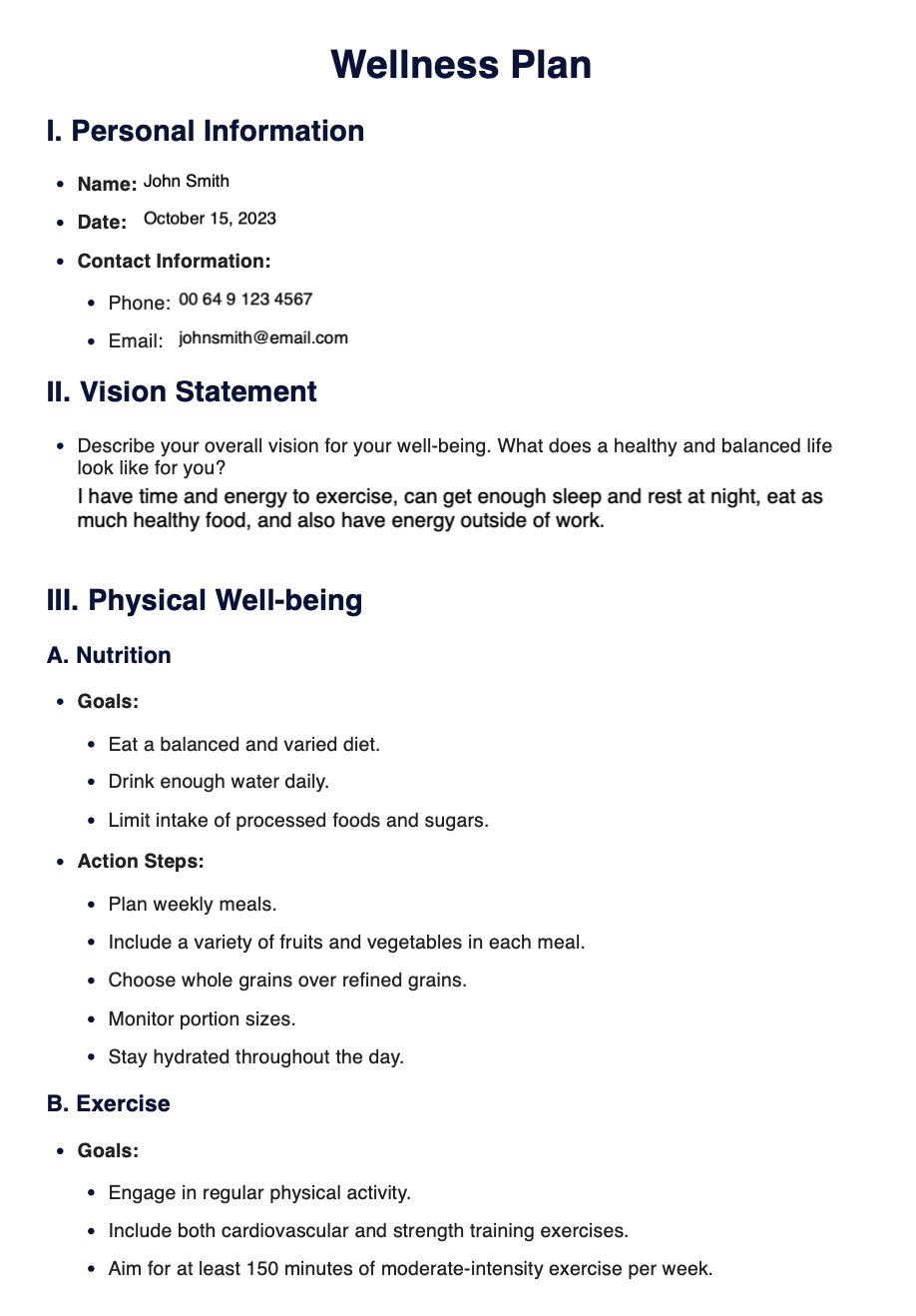 Wellness Plan Example (Sample)