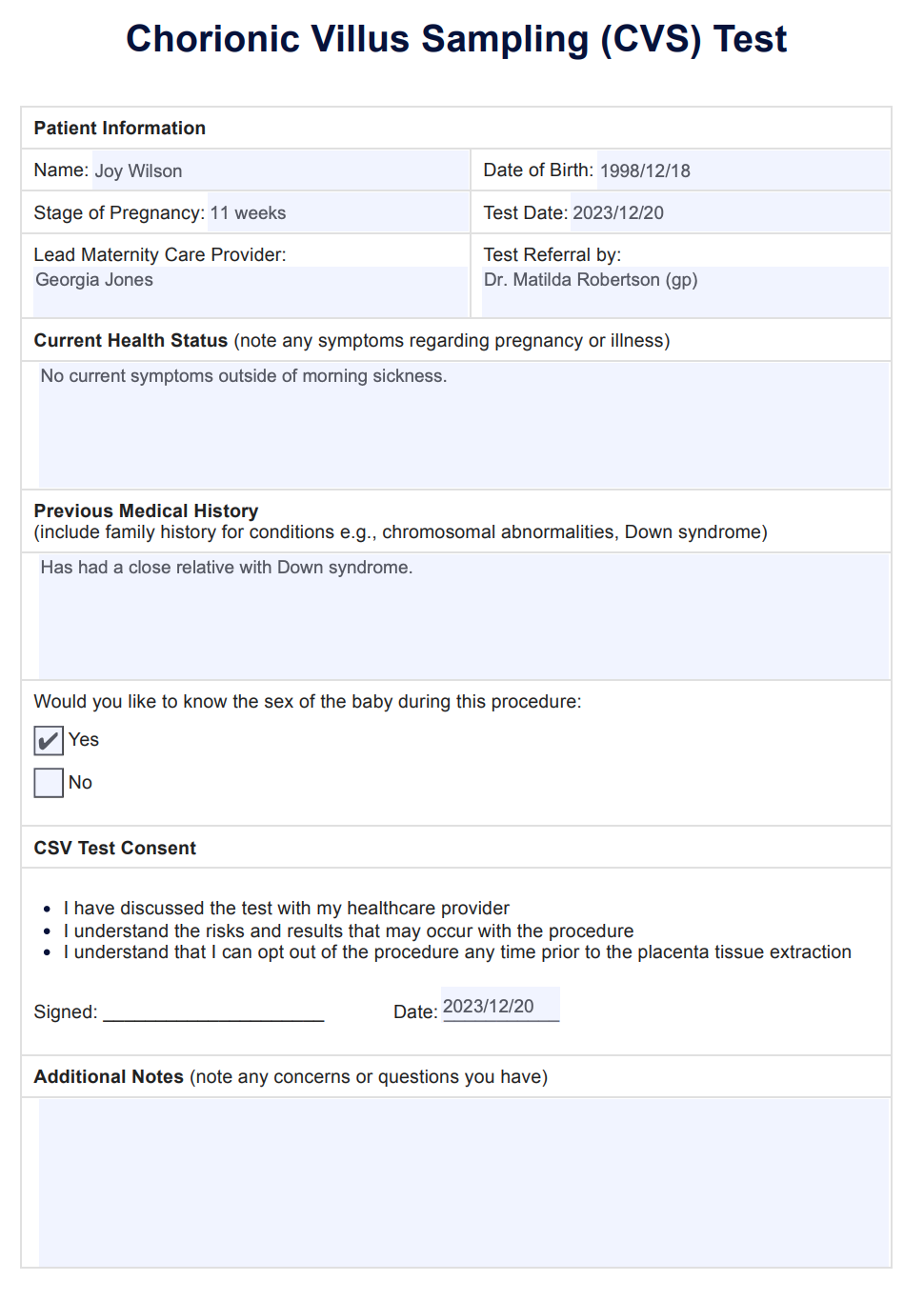 CVS Pregnancy Test Example