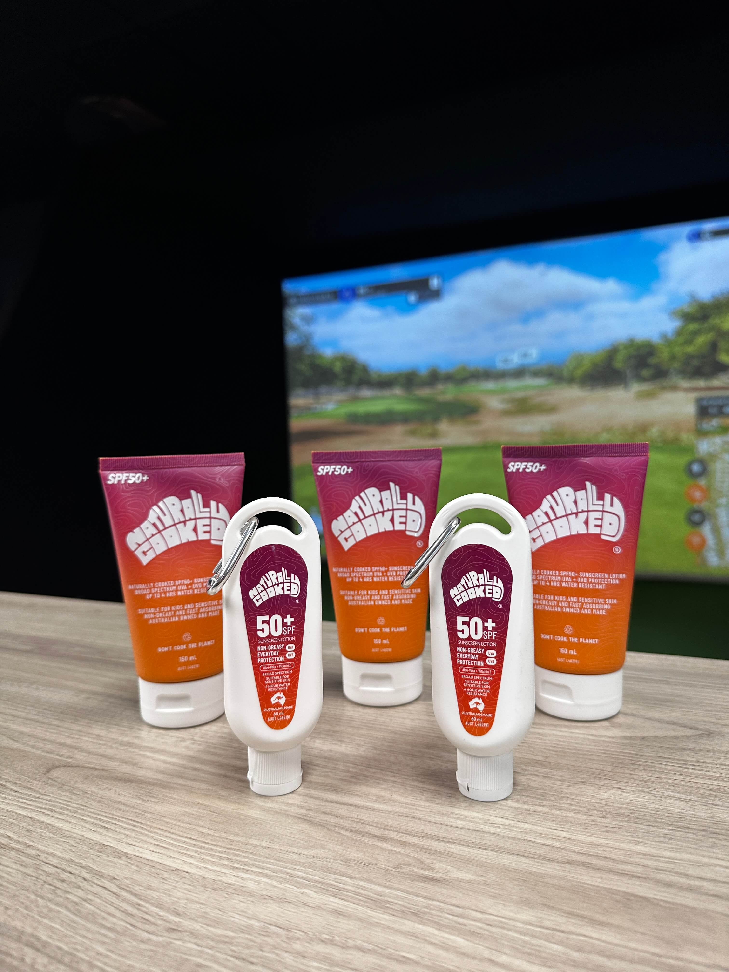 Karratha Indoor Golf Naturally Cooked SPF50+ Sunscreen- 150ml / 60ml 