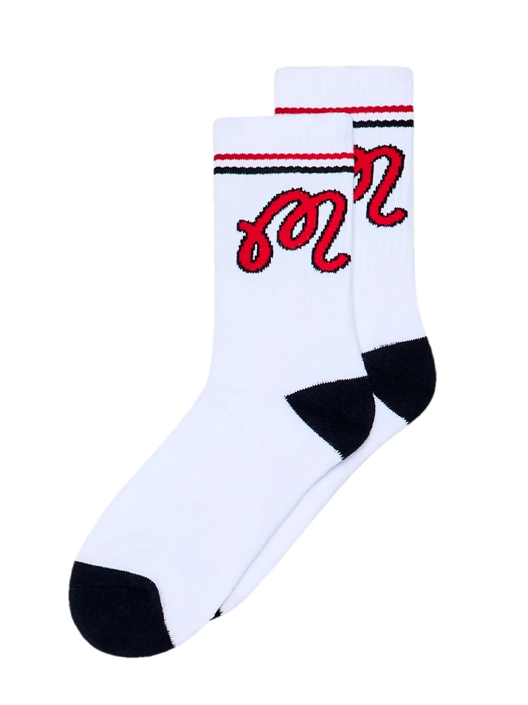 Karratha Indoor Golf Malbon x Santa Cruz Crew Socks White