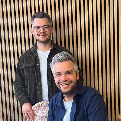 Felix and Moritz Lehr from Princess Kinderwagen, who partner with koorvi to buy back and refurbish strollers and kids’ products