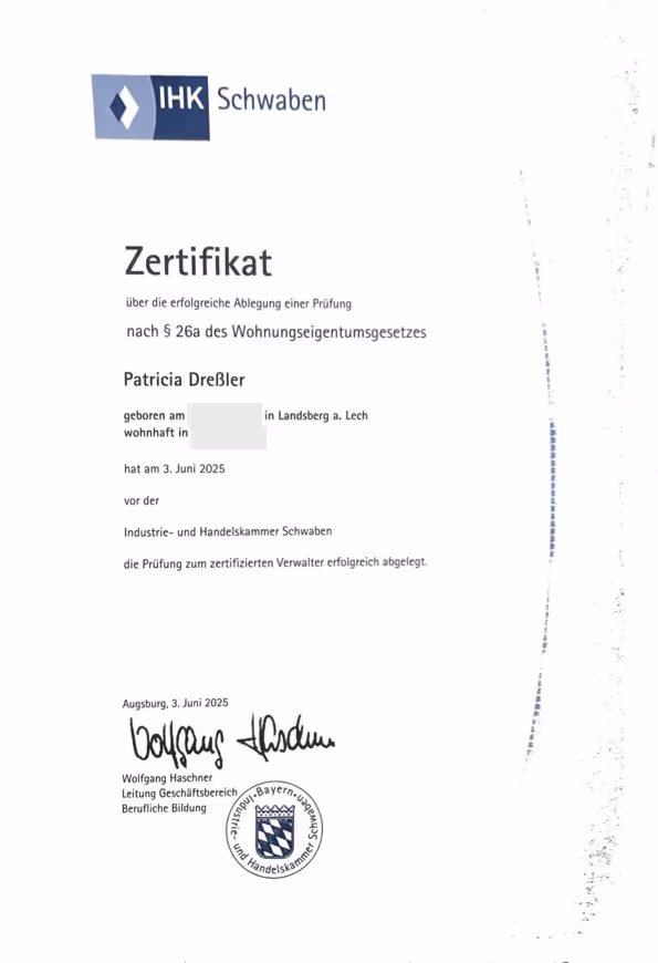 Pruefungszeugnis Carmen WEG