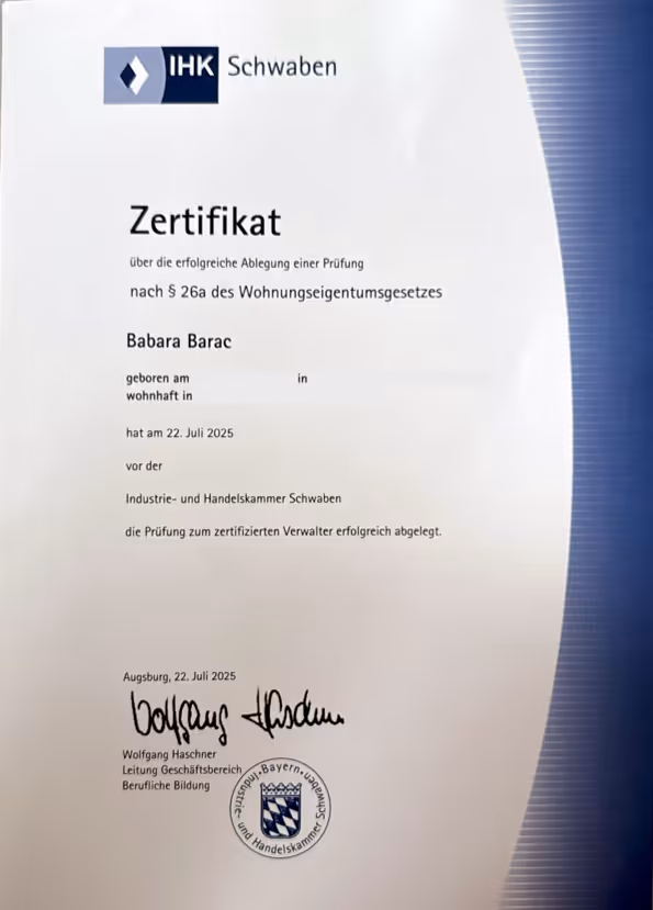 Pruefungszeugnis Carmen WEG