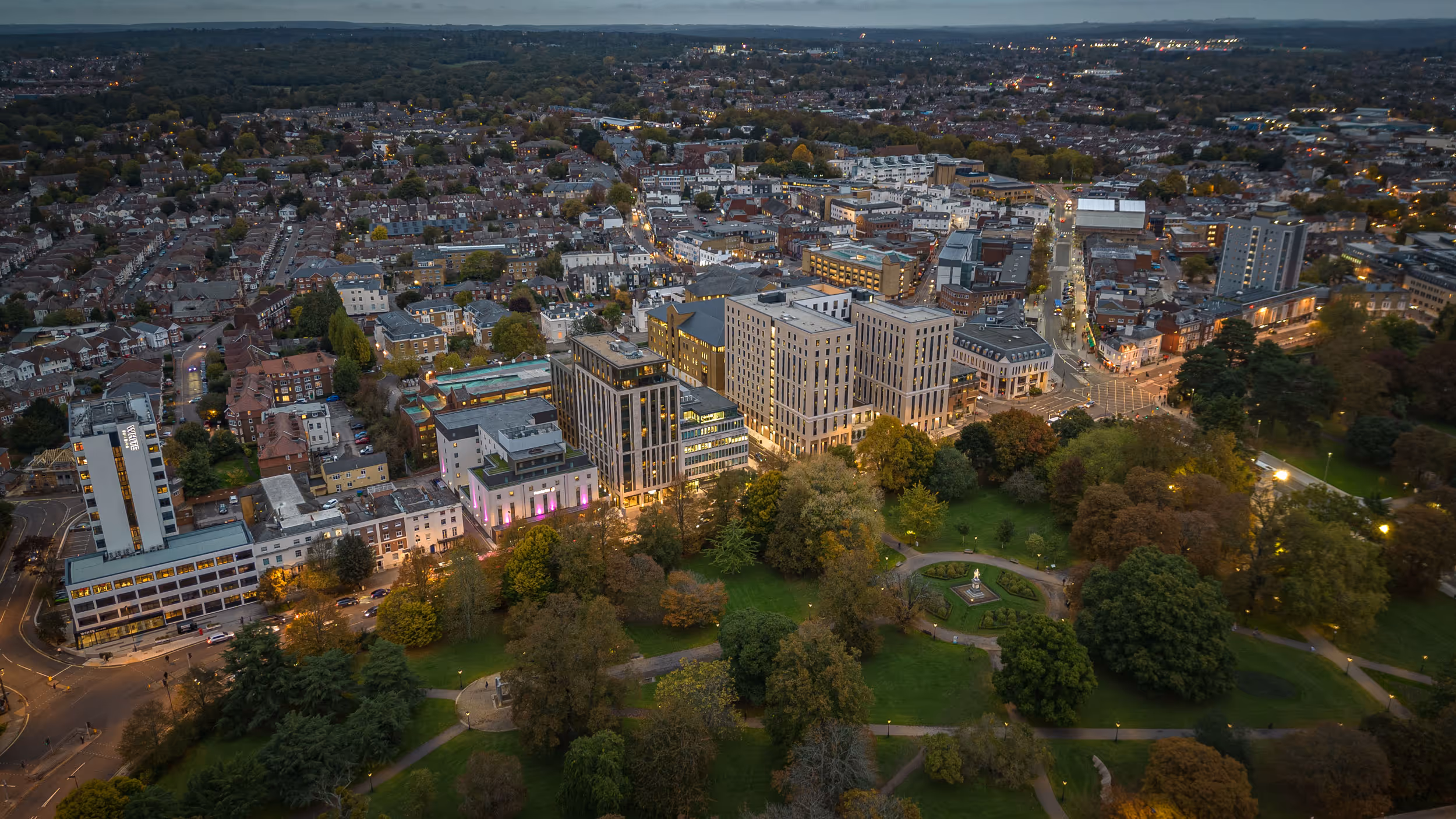 Aerial shot of Cumberland House, Southampton