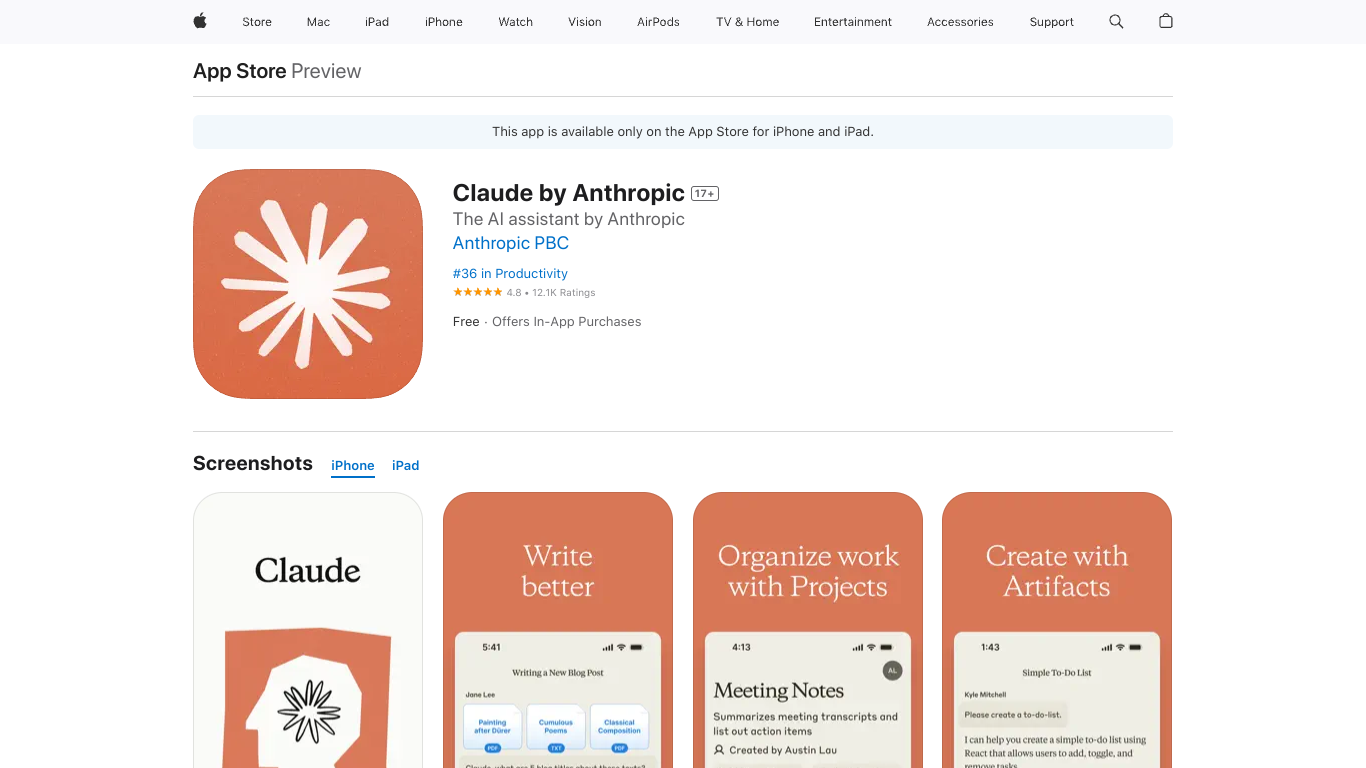 Claude for iOS logo
