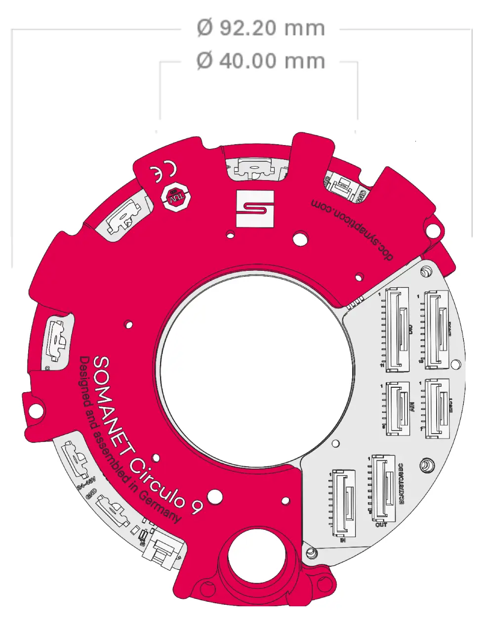 the dimensions of a somanet circulo 9 (outer radius 92mm, inner radius 40mm)