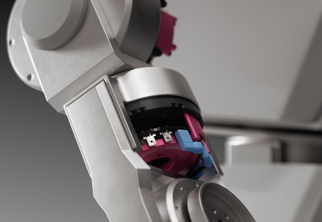 Close-up of a humanoid robot joint