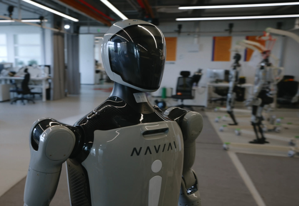 Humanoid robot in an engineering lab