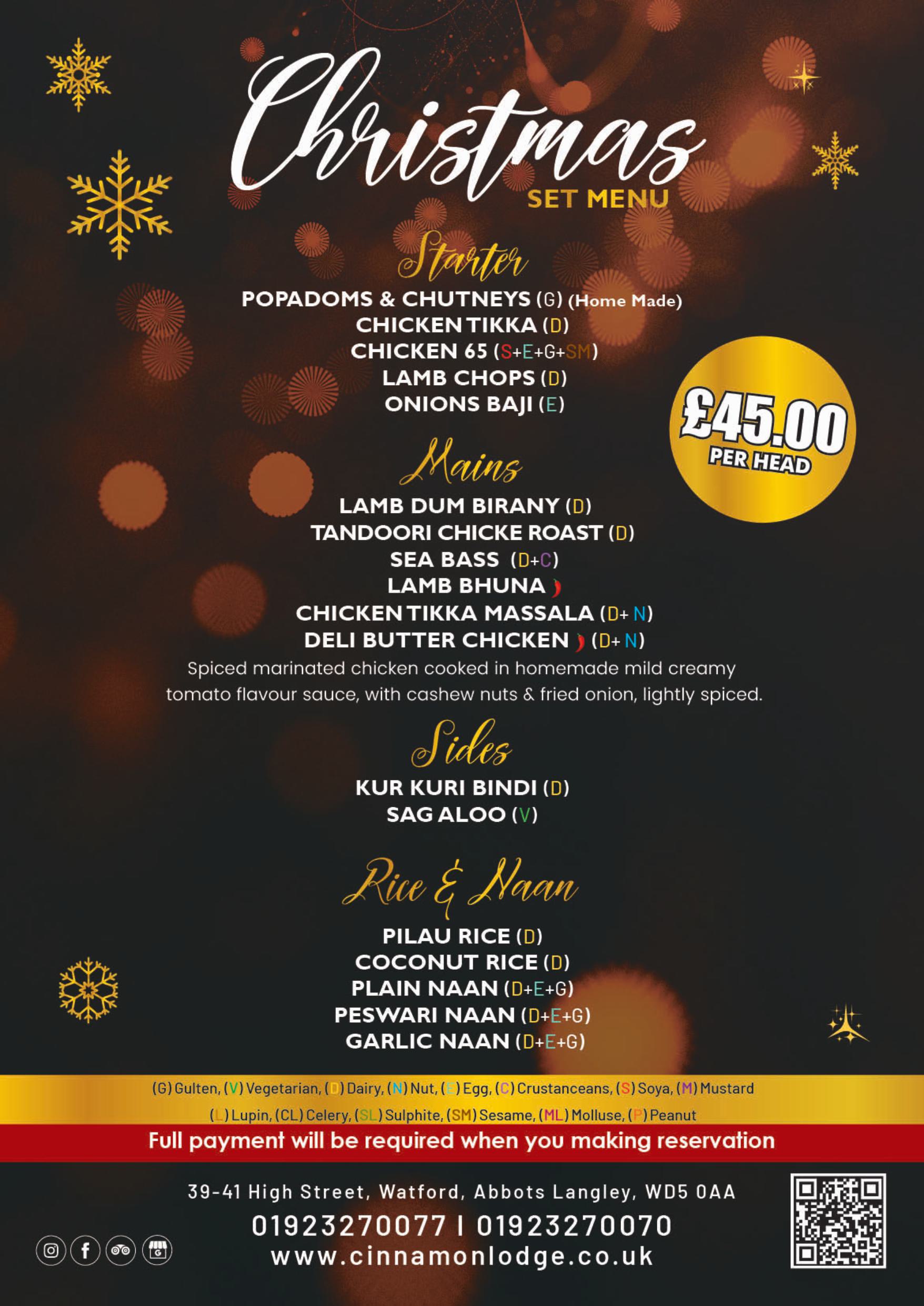 2-course Indian lunch at Cinnamon Lodge Abbots Langley with Butter Chicken, Lamb Madras, and vegetarian dishes