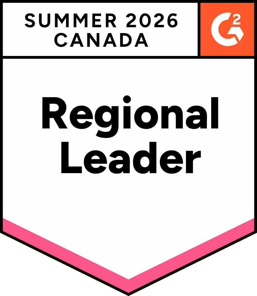 Badge reading Summer 2026 Canada Regional Leader with G2 logo in top right corner