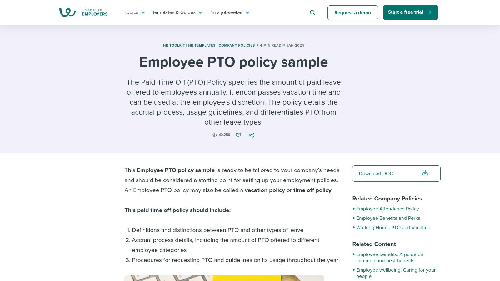 Workable – Employee Paid Time Off (PTO) Policy Template
