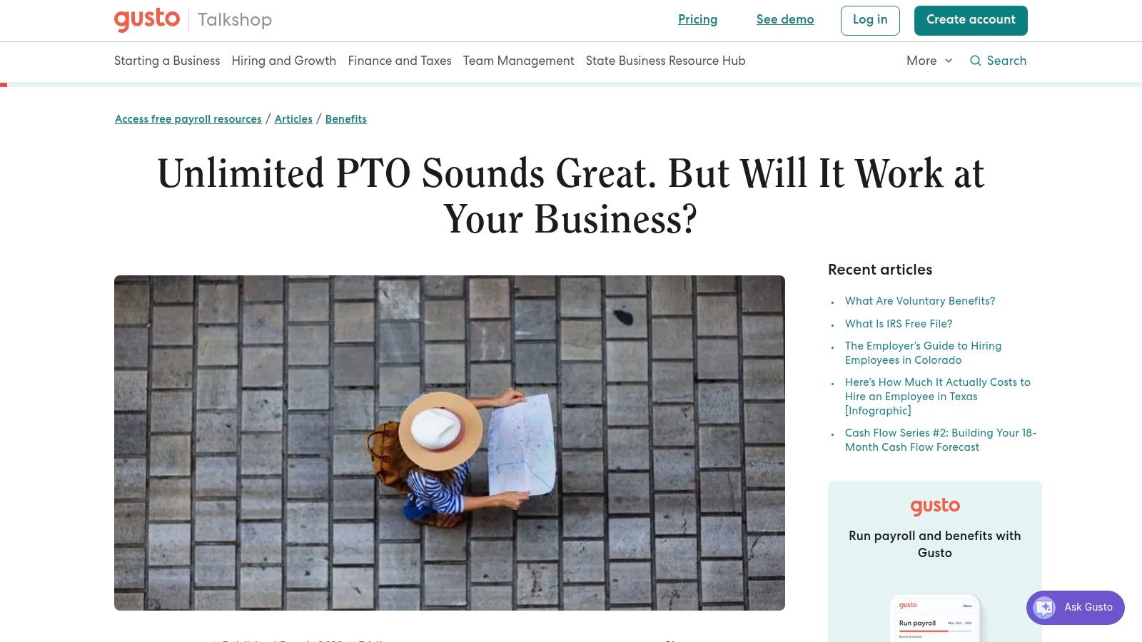 Gusto – Unlimited/Open PTO Sample Language
