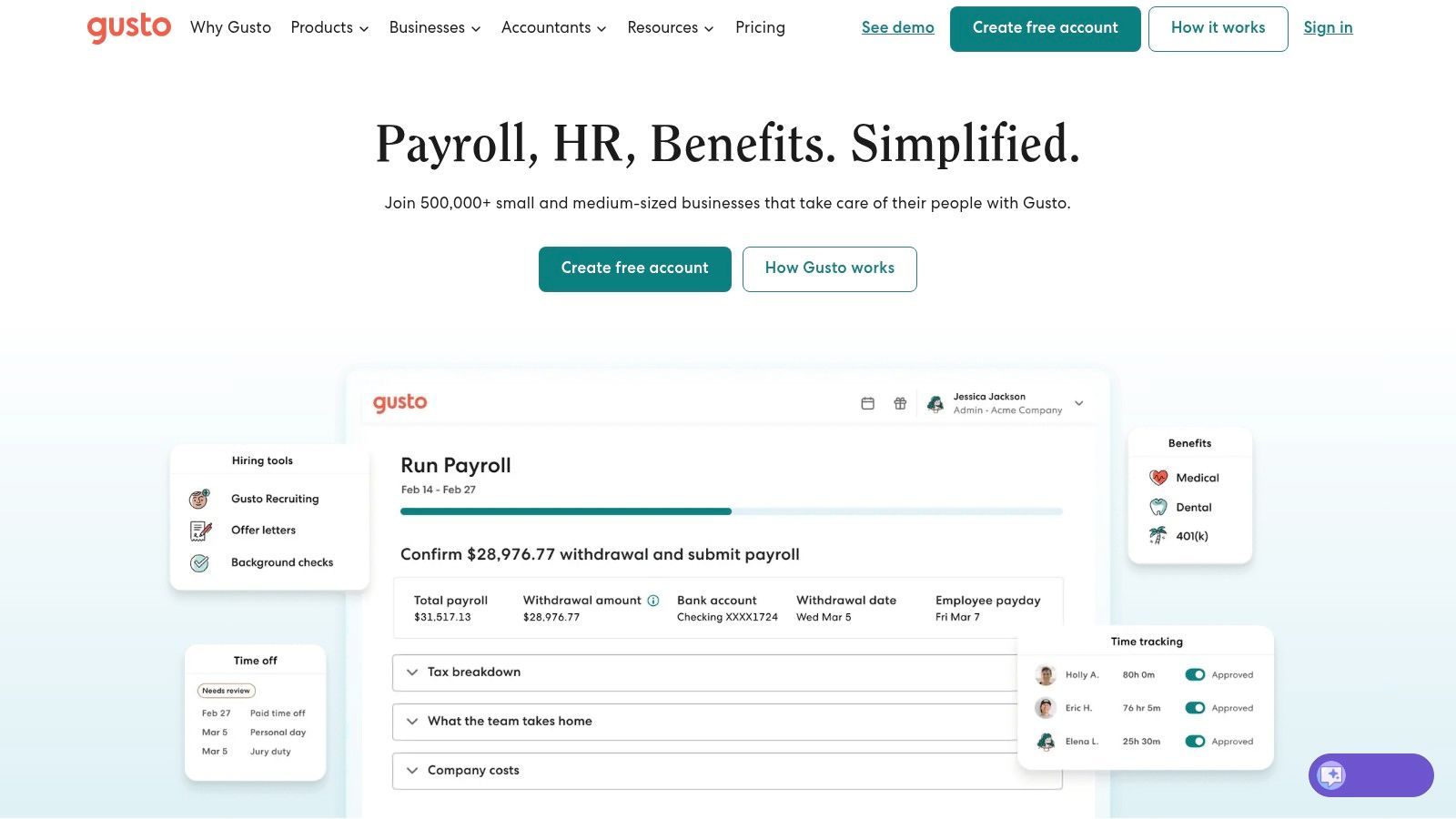 Gusto – HR Resources (powered by Mineral)