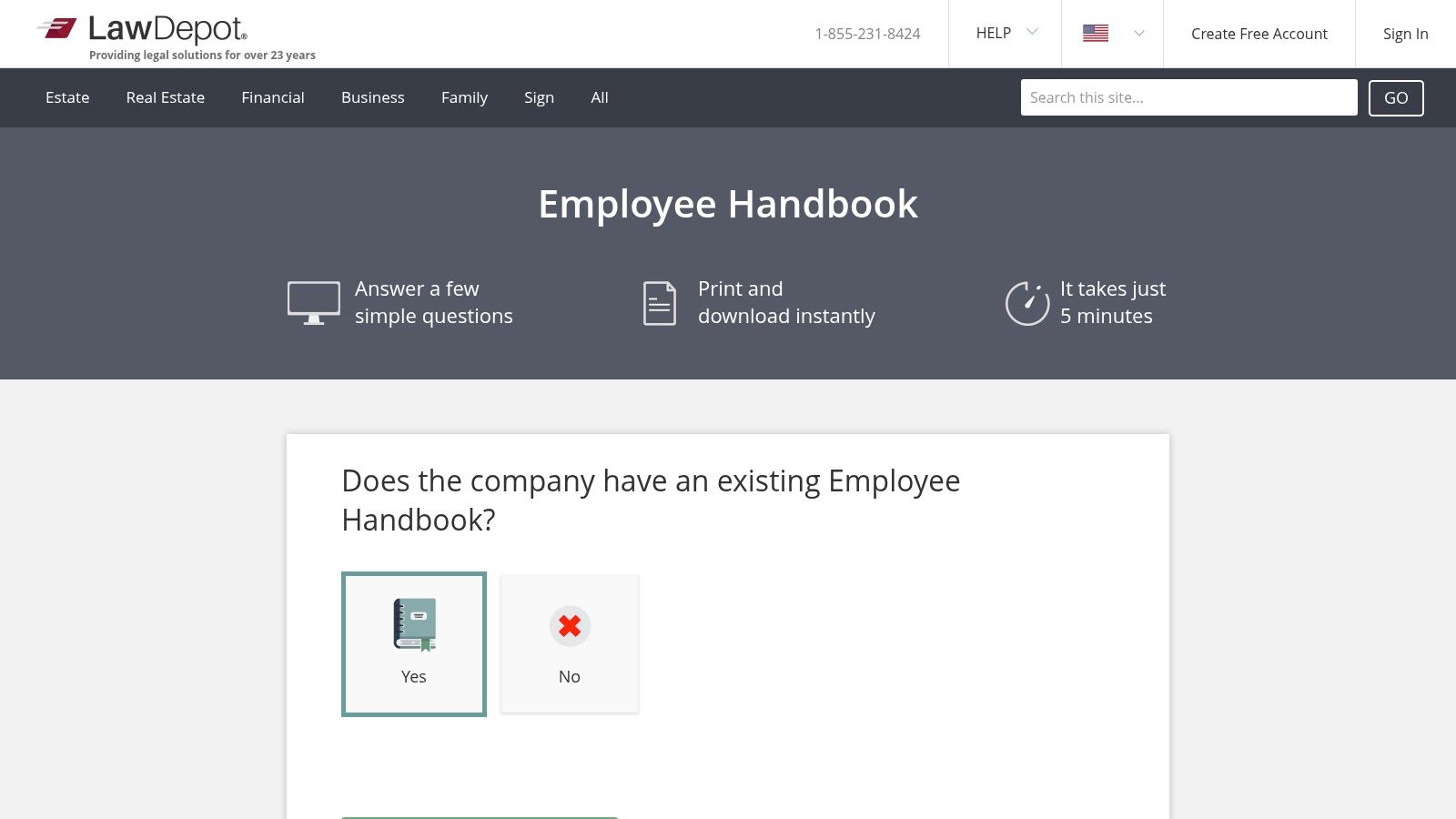 LawDepot – Employee Handbook Template (US)
