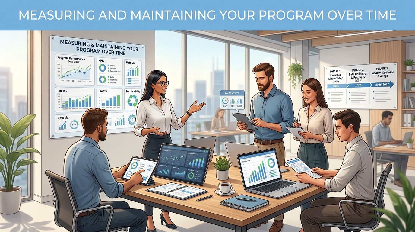 A professional team collaborates on employment risk management strategy in a modern, bright office meeting space.