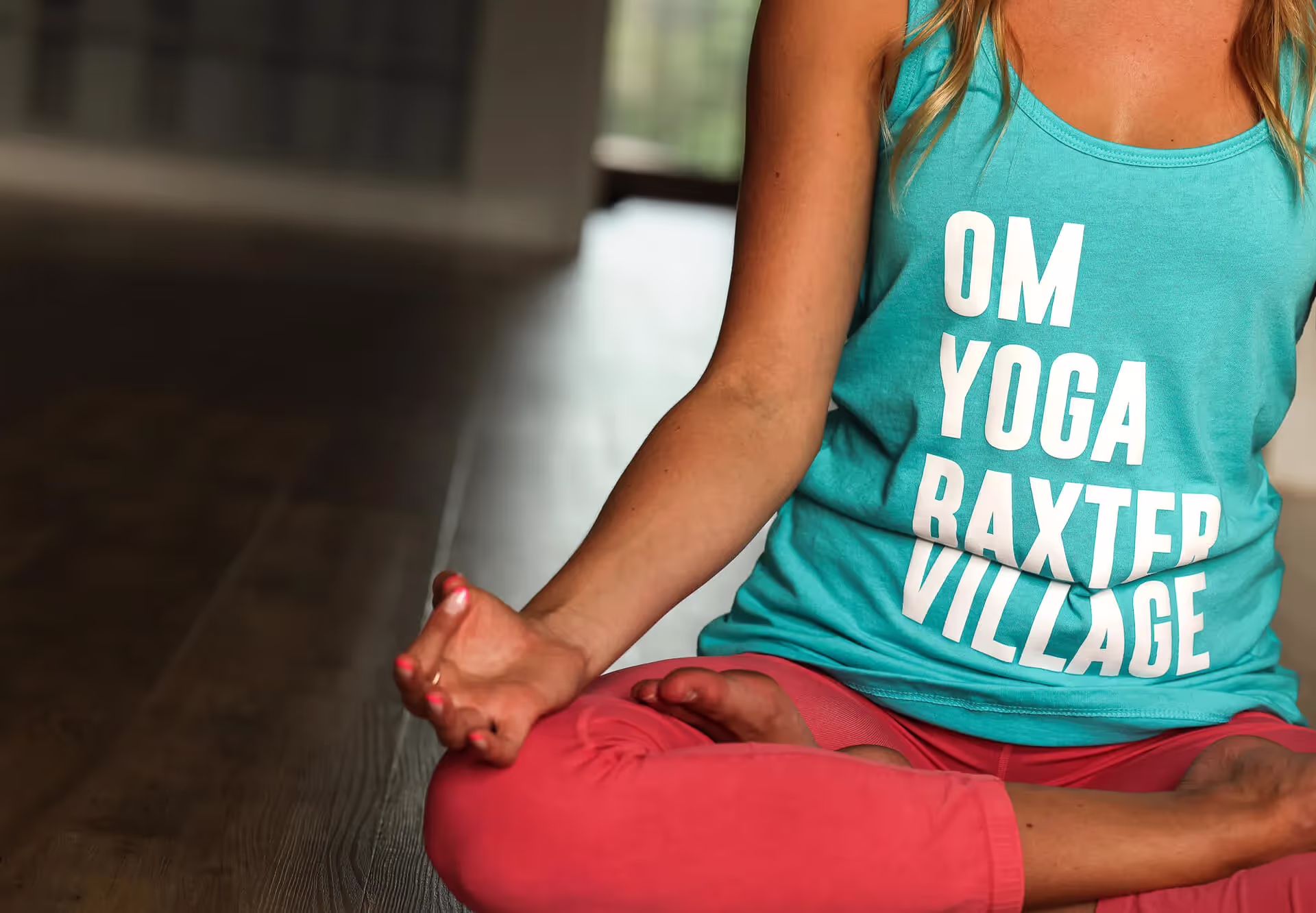 Female yoga student meditating