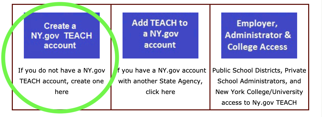 teach create account page