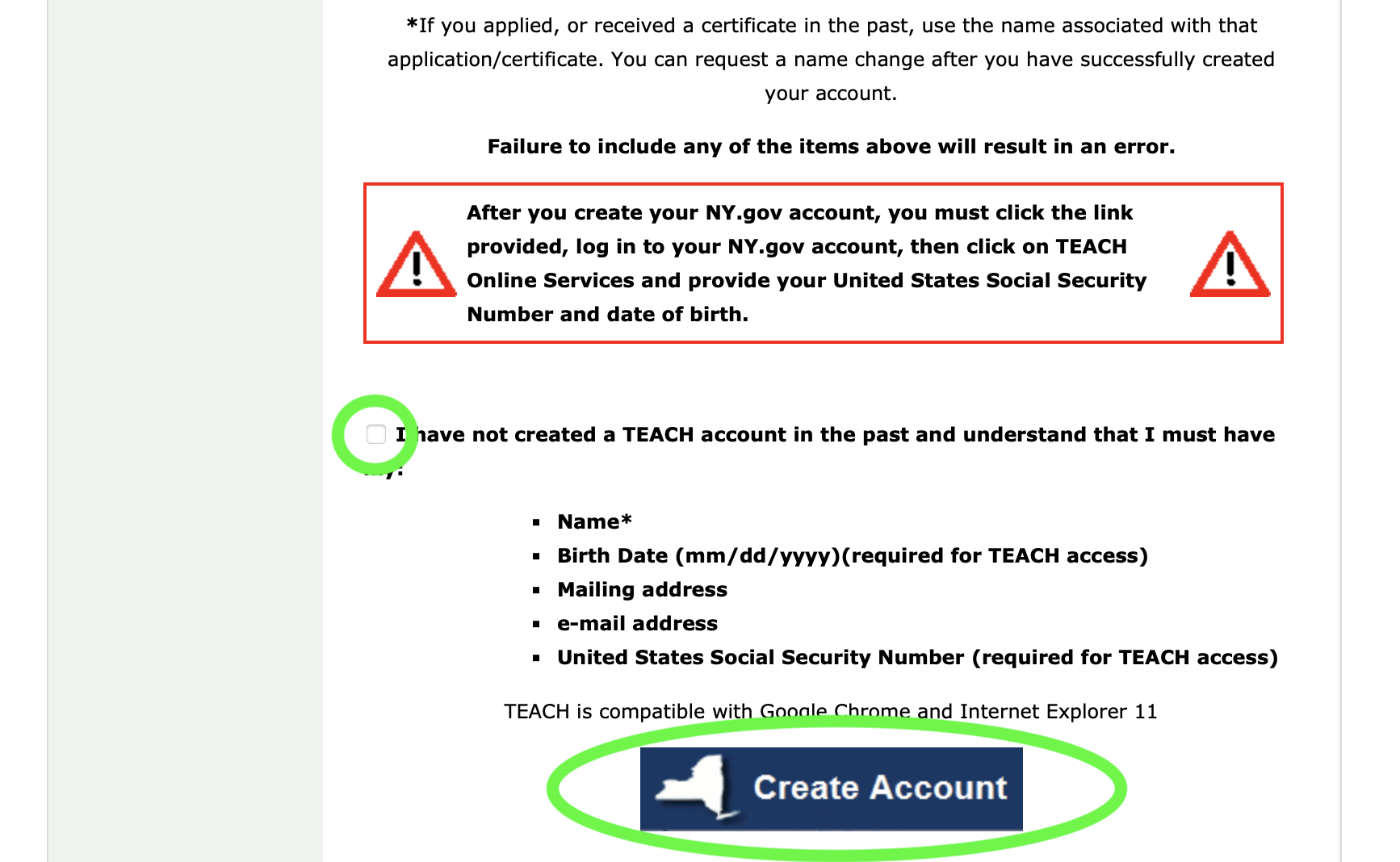teach self registration screen