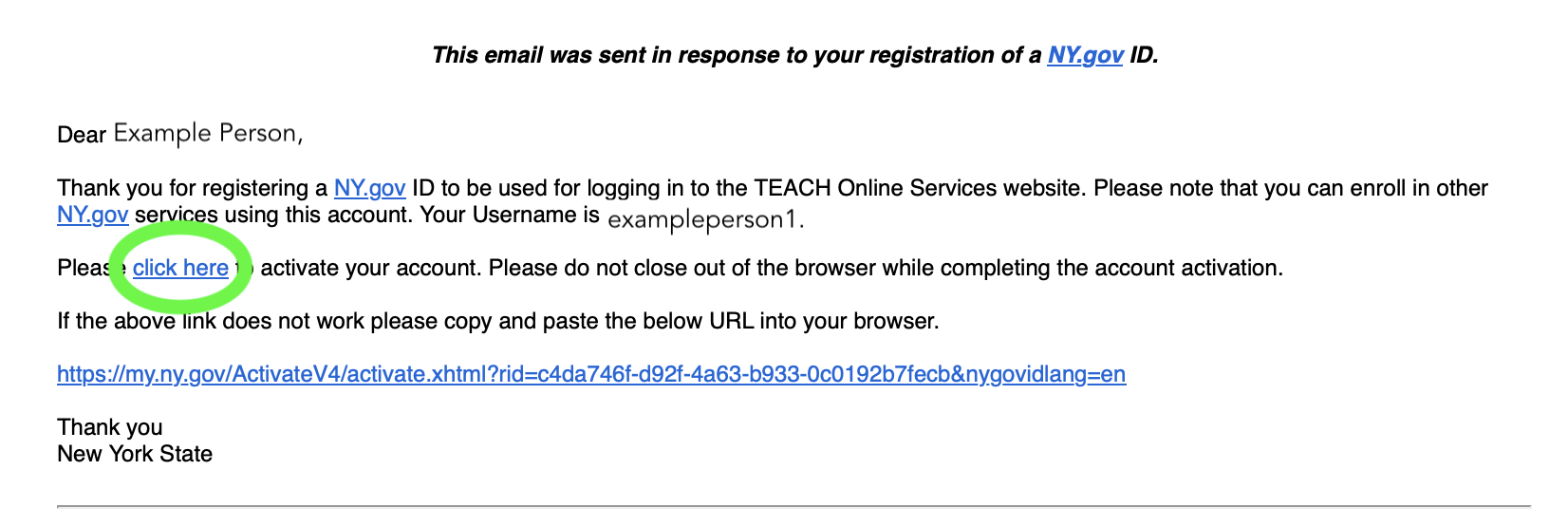 verification email from NYSED