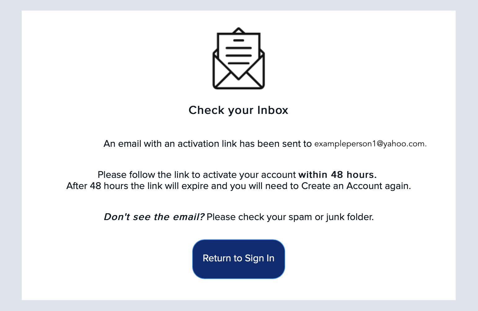 email verification message