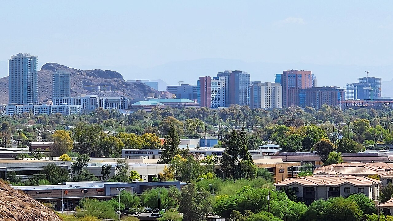view of Tempe, Arizona; image attribution Wikimedia Commons