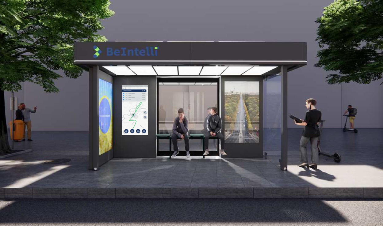 BeIntelli Haltestelle mit eingefügten Mobilitätsmonitor