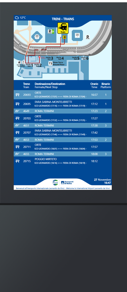 Mobilitätsmonitor Flughafen Rom MockUp