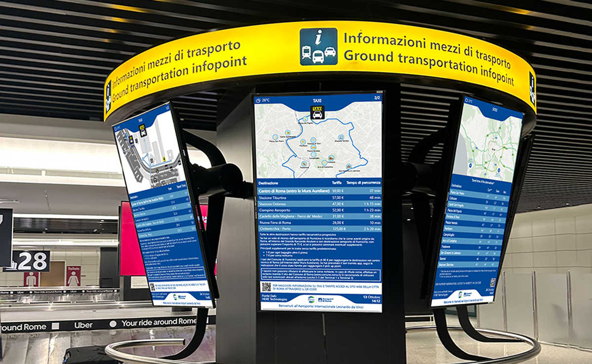 Mobilitätsmonitore am Gepäckband Flughafen Rom