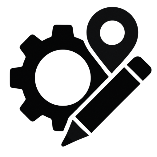 Icon sinnbildlich für Anpassbarkeit, Zahnrad mit Stift davor